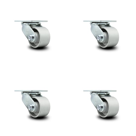 Service Caster 3.25 Inch Semi Steel Swivel Caster Set with Roller Bearing and Swivel Lock SCC SCC-30CS3420-SSR-BSL-4